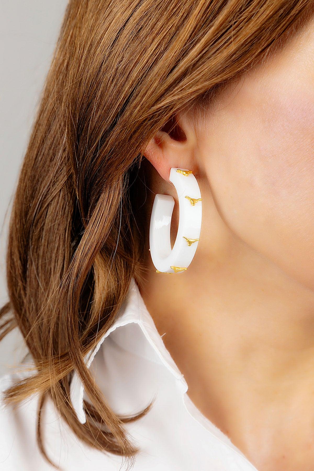 Resin and wood earrings white | Felt
